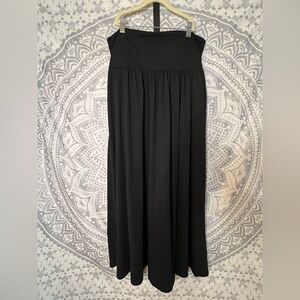 Foldover Black Women's Maxi Skirt